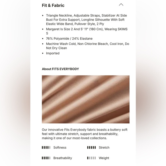 Women’s SKIMS Fits Everybody Triangle Longline Bralette Size Medium - Picture 13 of 16